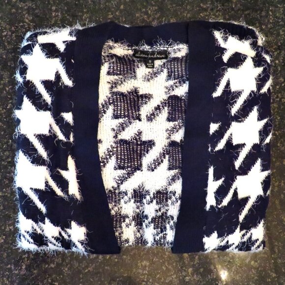 Adorable Alison Andrews Houndstooth Open Front Cardigan Sweater Size Small‎ - Picture 3 of 6